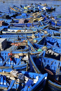 nice blue boat in old port in Essaouira