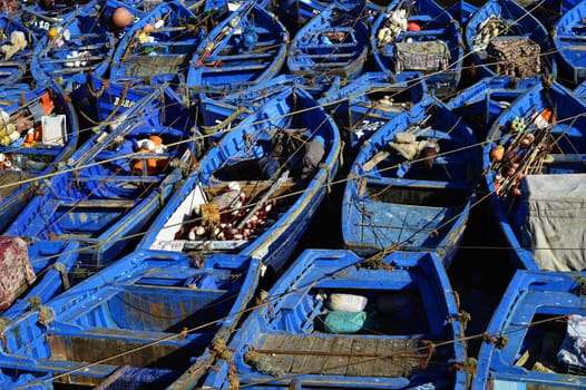 nice blue boat in old port in Essaouira