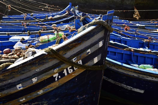 nice blue boat in old port in Essaouira