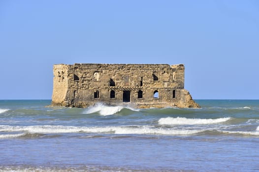 old prison in Tarfaya in Morocco with sea