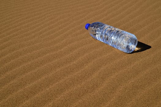 Bottle of water in Sahara