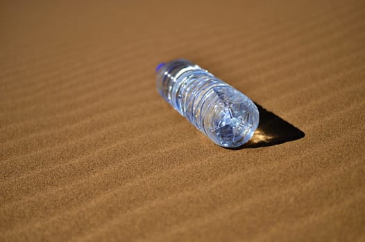 Bottle of water in Sahara