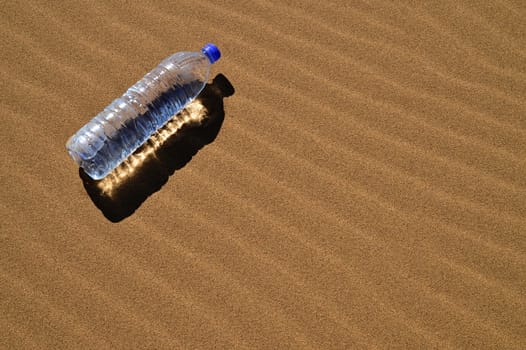 Bottle of water in Sahara