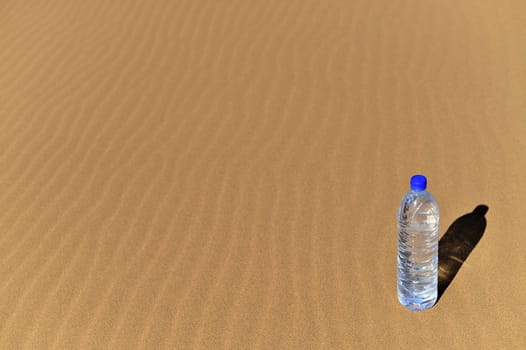 Bottle of water in Sahara