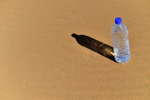 Bottle of water in Sahara