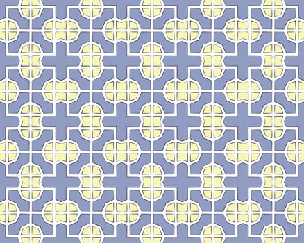 Abstract retro tile background or textile pattern yellow blue