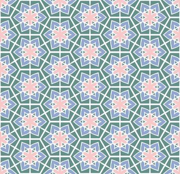 Abstract background or textile retro green pink flowered pattern