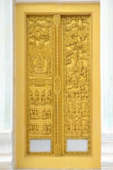 Thai temple door wood carvings