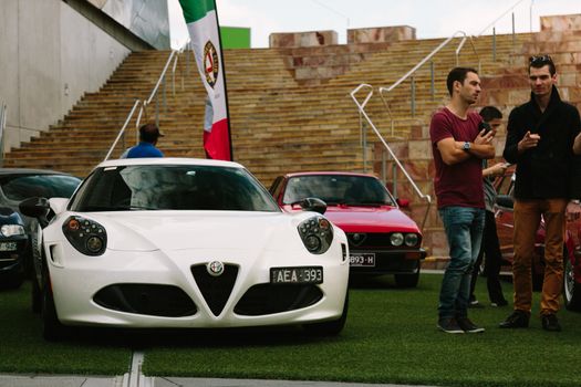 MELBOURNE/AUSTRALIA - JANUARY 31: Car enthusists display their cars at the Car Club Showcase, Federation Square, Melbourne held on the 31st January 2016. Held on the last Sunday of every month it was the Alfa Romeo Owner's Club's turn to show off some of the best examples of marques classic and modern models.