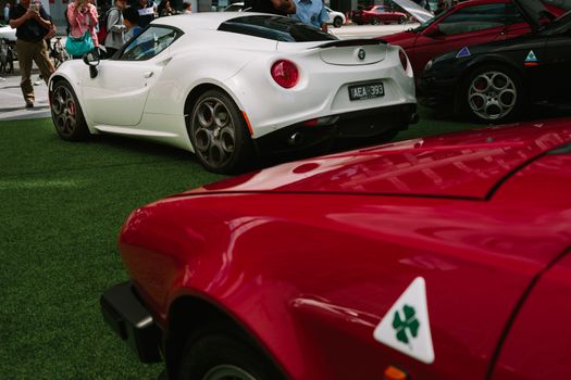 MELBOURNE/AUSTRALIA - JANUARY 31: Car enthusists display their cars at the Car Club Showcase, Federation Square, Melbourne held on the 31st January 2016. Held on the last Sunday of every month it was the Alfa Romeo Owner's Club's turn to show off some of the best examples of marques classic and modern models.