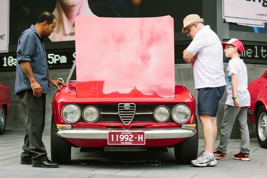 MELBOURNE/AUSTRALIA - JANUARY 31: Car enthusists display their cars at the Car Club Showcase, Federation Square, Melbourne held on the 31st January 2016. Held on the last Sunday of every month it was the Alfa Romeo Owner's Club's turn to show off some of the best examples of marques classic and modern models.