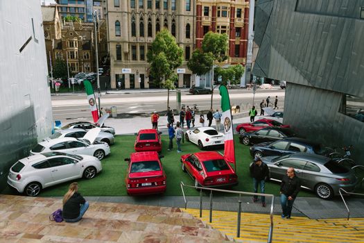 MELBOURNE/AUSTRALIA - JANUARY 31: Car enthusists display their cars at the Car Club Showcase, Federation Square, Melbourne held on the 31st January 2016. Held on the last Sunday of every month it was the Alfa Romeo Owner's Club's turn to show off some of the best examples of marques classic and modern models.