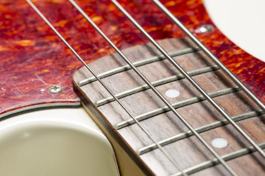 Bass Guitar Close Up macro image.