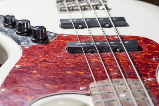 Bass Guitar Close Up macro image.