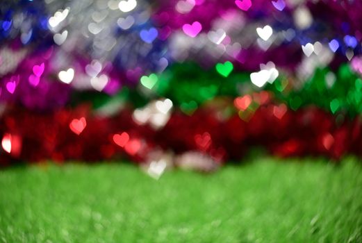 Colorful hearts bokeh for background