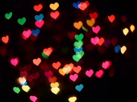 Colorful hearts bokeh for background