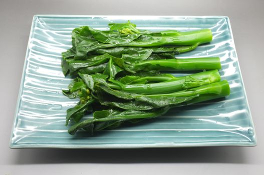 Cooked green Chinese kale