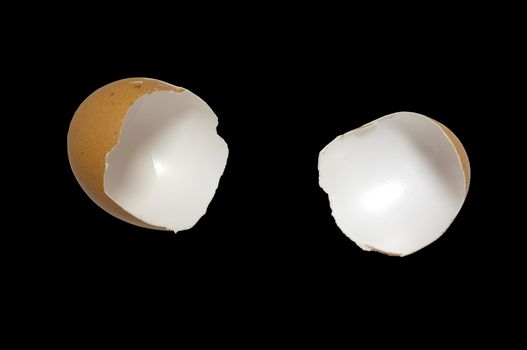 Eggshell isolated on black background