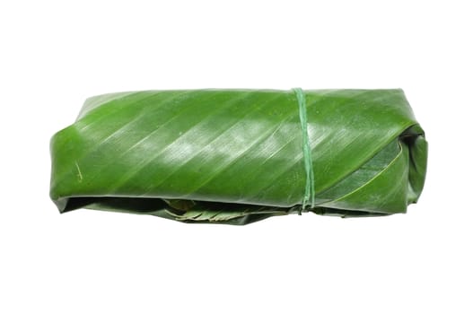 Sour pork in banana leaf package, Thai food