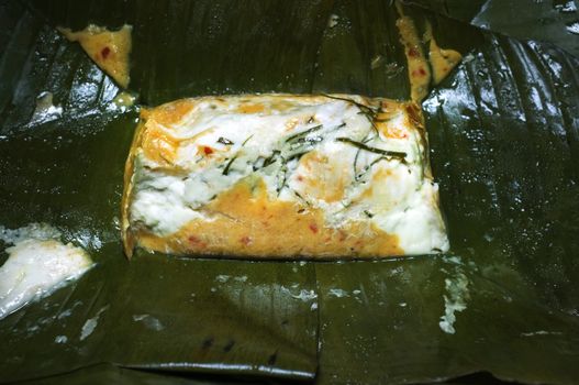 Steamed fish with curry paste, Thai food