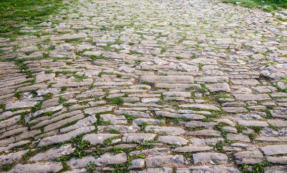 the cobblestone pavement in the old town