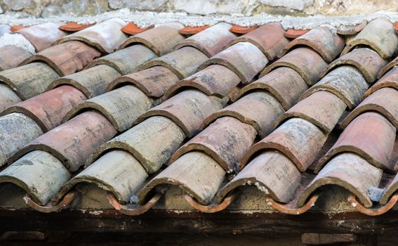 the ancient tiled roof in old town