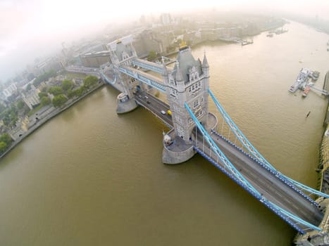 View from above London bridge over Thames river