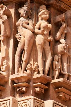 Statues on a temple in Khajuraho, India