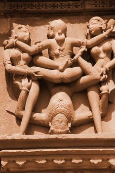 Statues on a temple in Khajuraho, India