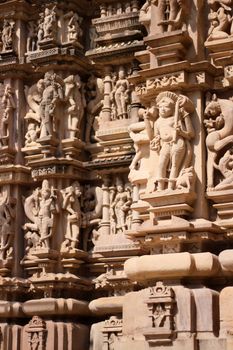 Statues on a temple in Khajuraho, India