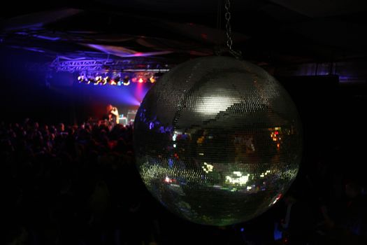 Disco ball in a large concert hall