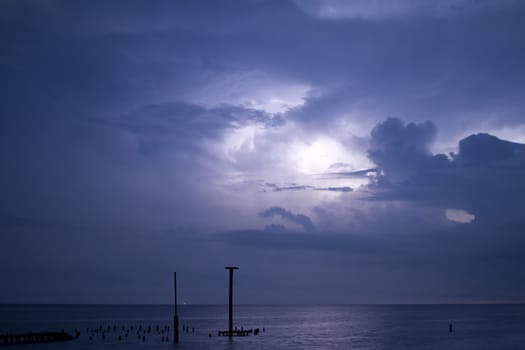Storm in the sea, by the coast