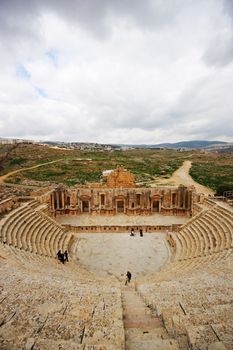 Amphitheatre in the Roman city Jerash in Jordan