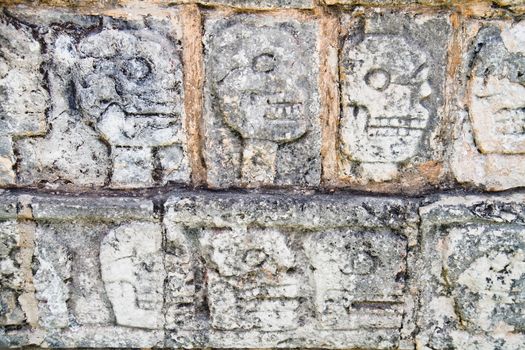 Wall of Skulls maya site of Chichen Itza, Yucatan, Mexico