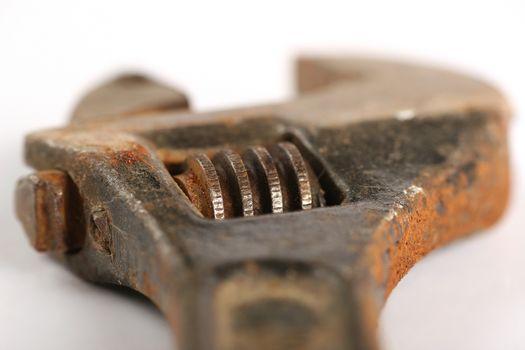 Old rusty adjustable 
spanner with very shallow DOF