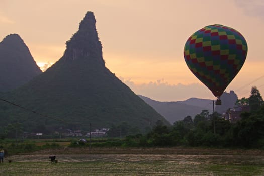 Hot air balloon in Yangshua, China
