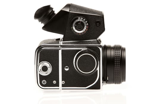 Medium format film camera with prism