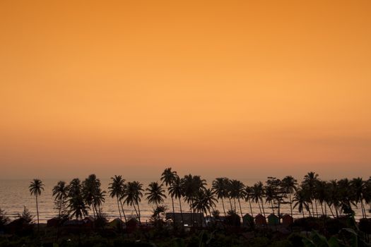 Sunset on the coast of a beach in North Goa