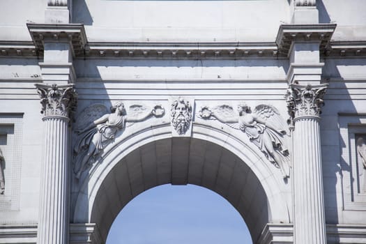 Detail of Marble arch in London.
