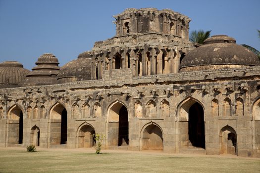 Elephant stables at Royal enclosure - Vijayanagara complex - one of the highlight of the Hampi temple complex in India