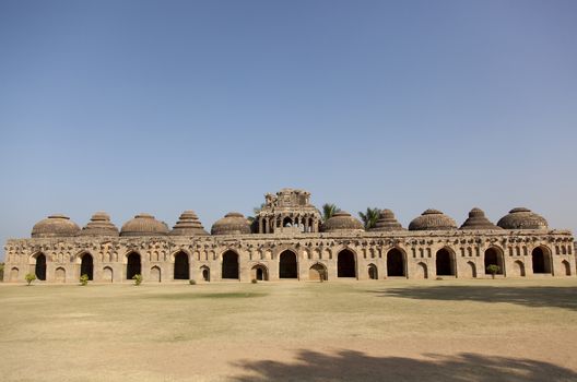 Elephant stables at Royal enclosure - Vijayanagara complex - one of the highlight of the Hampi temple complex in India