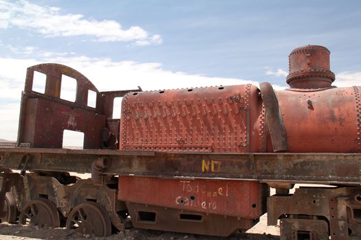 Abandoned old rusty train in black and white