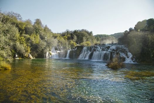 River Krka waterfalls in Krka National Park in Croatia.