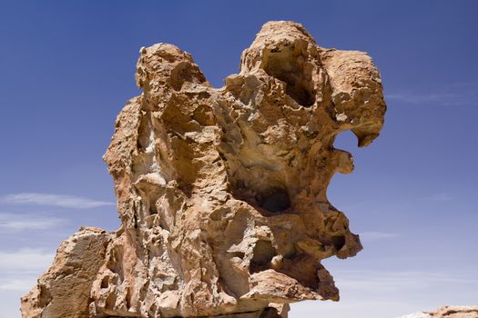 Amazing stone structures made by wind in Uyuni desert.