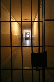 Steel gate in a prison - KGB prison in Vilnius, Lithuania