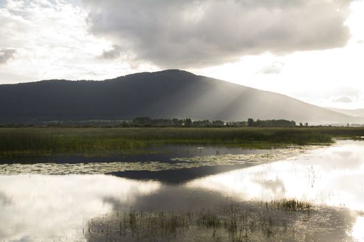 Beautiful lake at Cerknica - the only intermittent lake in Slovenia.