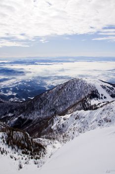 Mountain with a ski slope (shot on Krvavec, Slovenia)