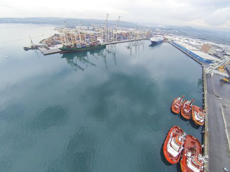 Aerial view on the largest port in Slovenia.