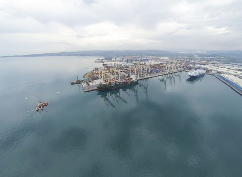 Aerial view on the largest port in Slovenia.