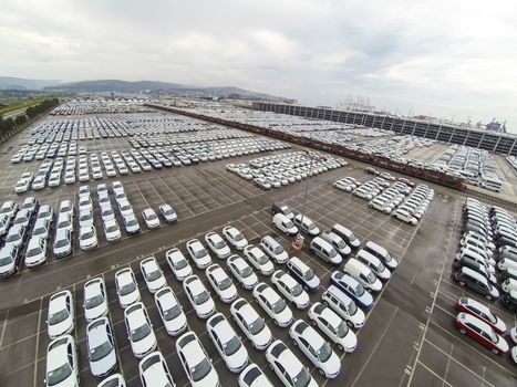 New cars in Koper port waiting for shiping.